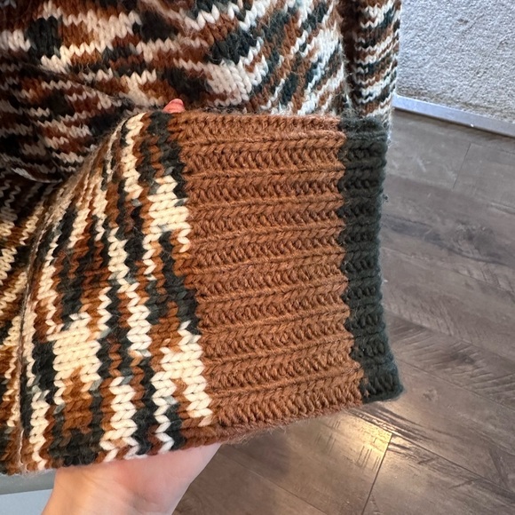 Skies Are Blue Brown and Green Open Front Long Cardigan Sweater Size Large - Picture 7 of 8